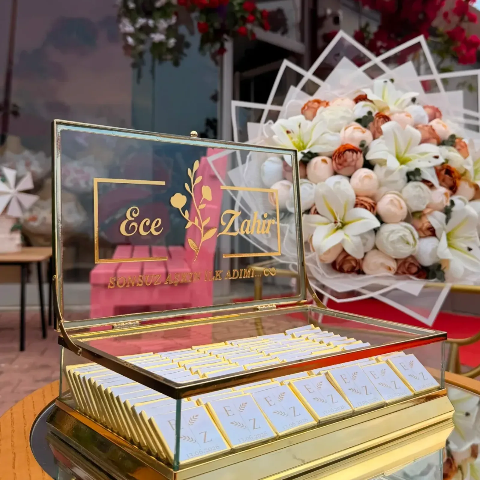 Pastel İsteme Çiçeği & Çikolata Seti