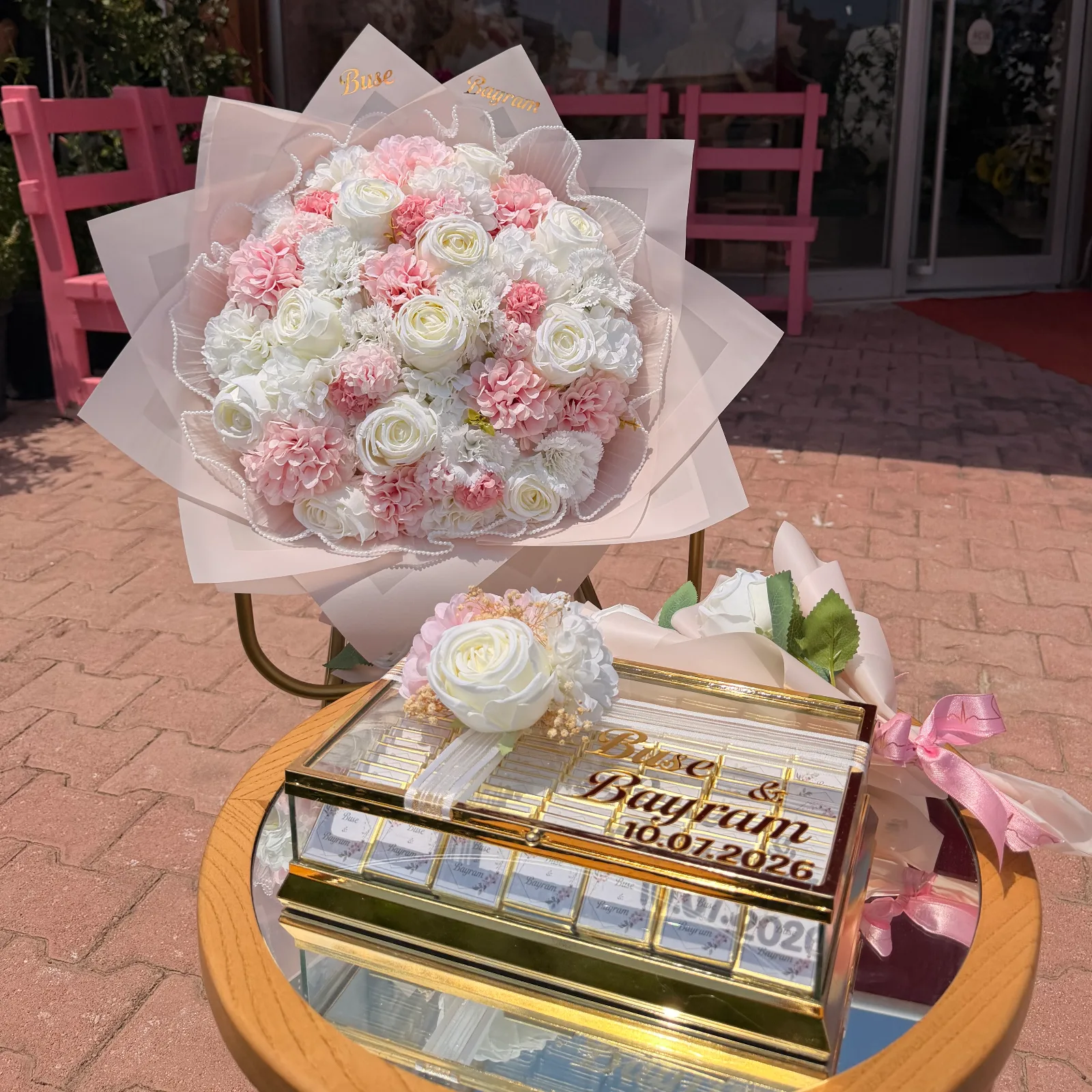 Soft Pembe İsteme Çiçeği & Çikolata Seti